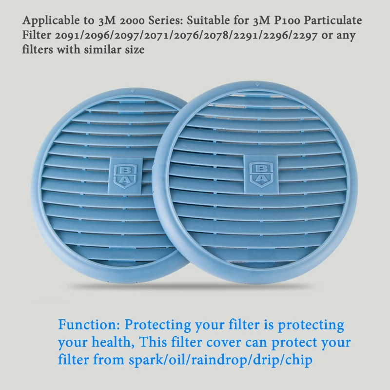 2pcs/Set Waterproof Filter Cover For 2091 2097 P100 Particulate Filter Replacement For 6200/7502/6800 Gas Chemical Respirator