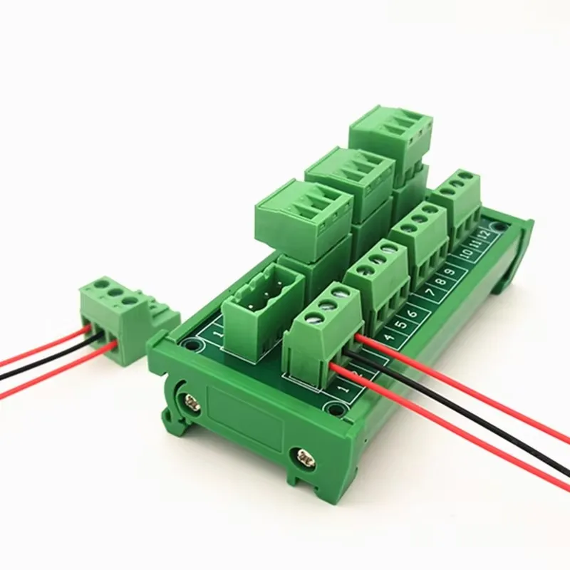 

4x3 screw terminal block distribution module DIN rail installation 15A/300V.