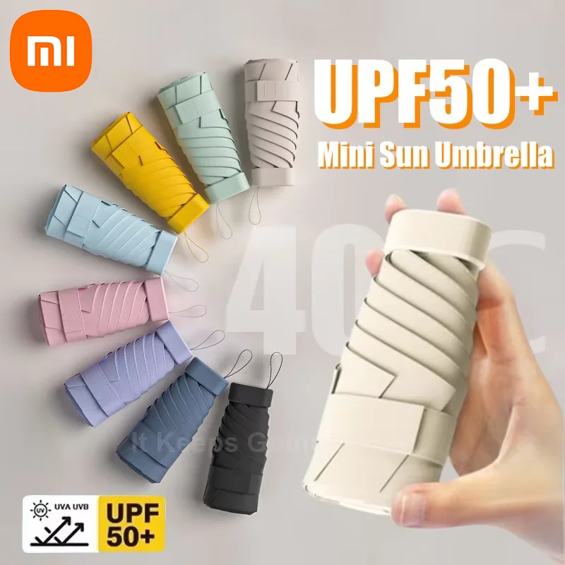 

Мини-зонтик Xiaomi, капсульный солнцезащитный крем, портативный зонтик для женщин, защита от ультрафиолета, компактный карманный складной солнцезащитный зонт для путешествий
