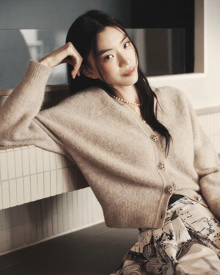 패셔너블한 니트 울 브이넥 가디건 한국 스타일 출퇴근용 다용도 가을 겨울 여성용 루즈핏 긴팔 스웨터