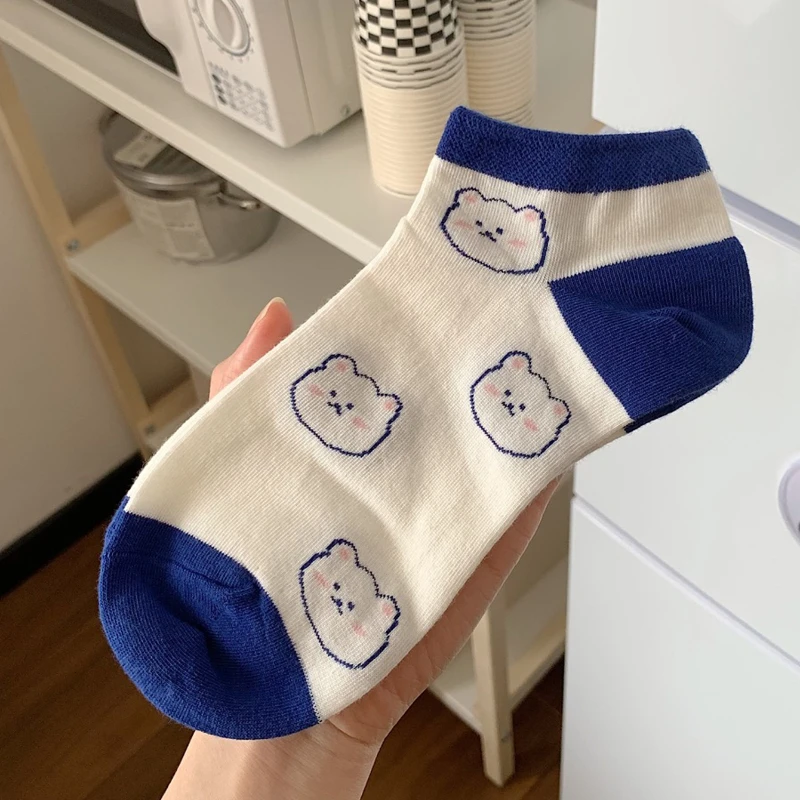 5 paires de chaussettes invisibles lapin bleu saphir, printemps et été