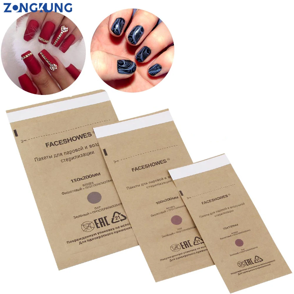 

100Pcs Disposable Manicure Pouch Disinfectant Gel Equipment Sterilization Crimper Nailart Tools Nail Sterilizer Disinfection Bag