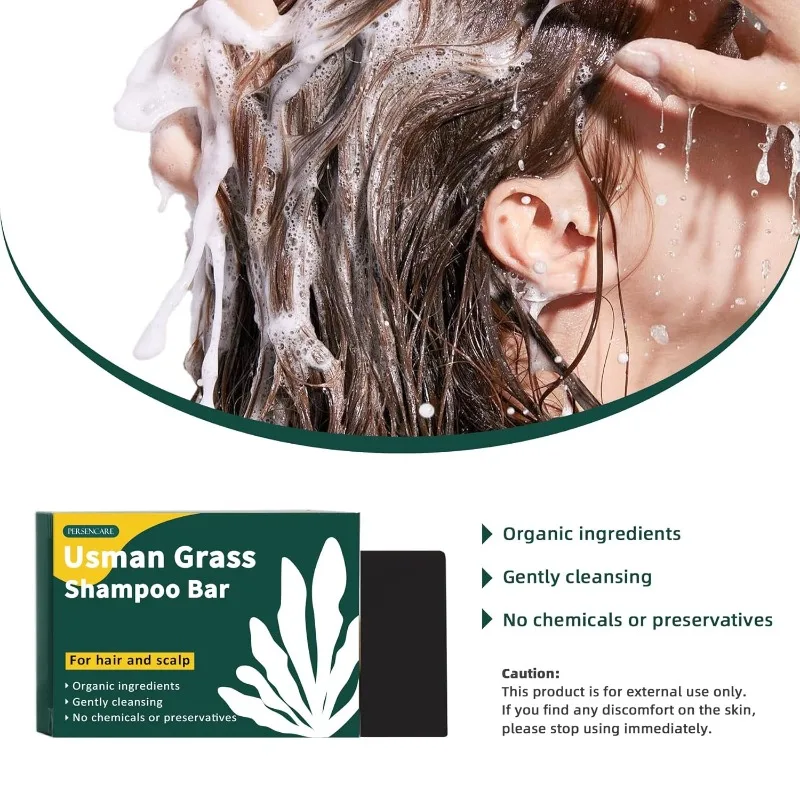 

Утолщающий шампунь для травы Usman для затемнения седых волос, черное мыло для роста волос, натуральное решение для обратного истончения выпадения волос