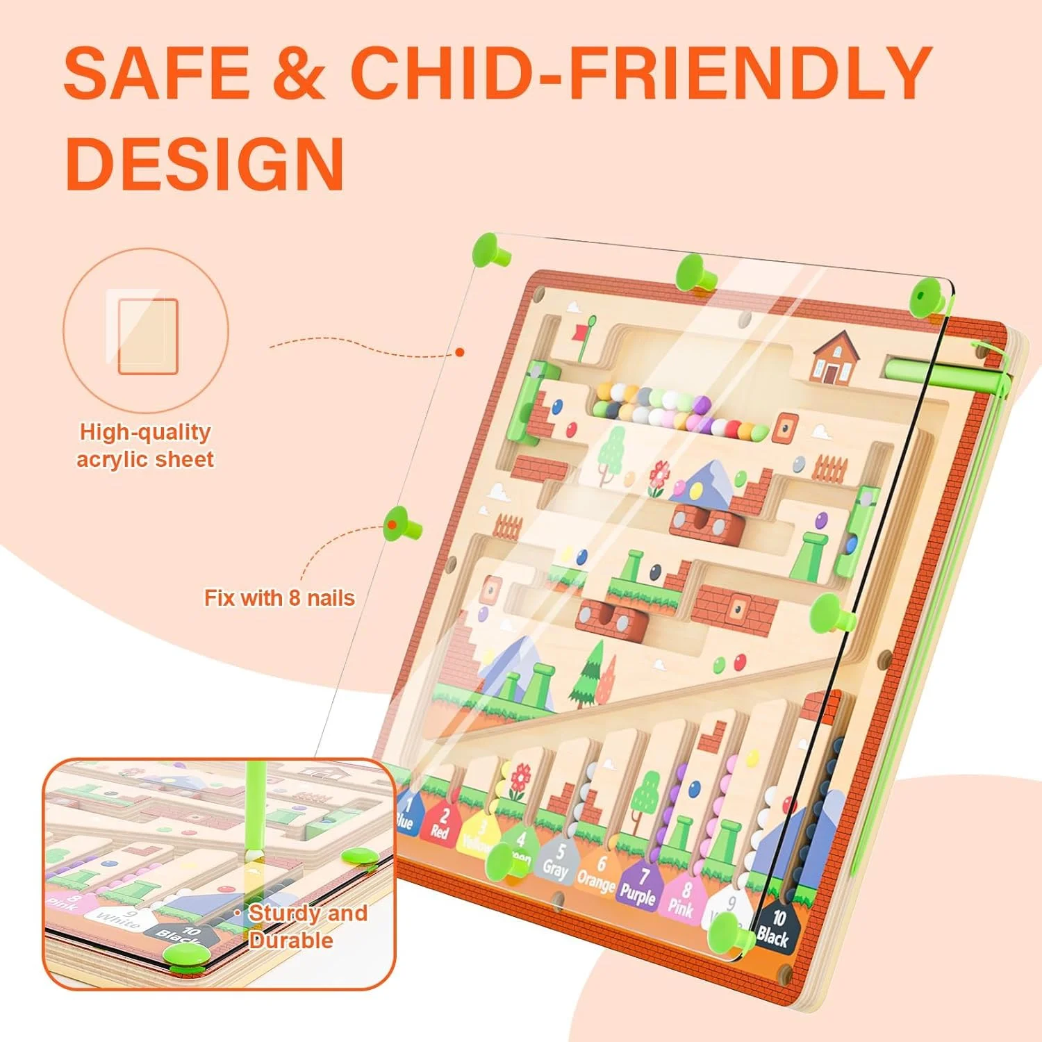 Giocattolo labirinto magnetico STEM: gioco di abbinamento e conteggio dei colori, allenamento per il pensiero logico, gioco da tavolo educativo per ragazzi e ragazze