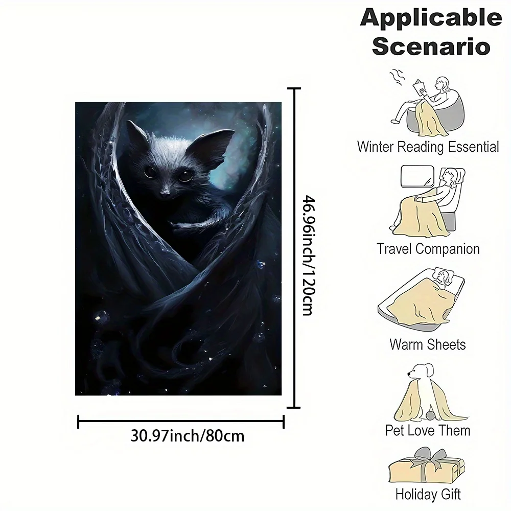 Aesthetic Galaxy Cat Cosmic Nebula Throw Blanket Plush Cozy Witchy Nighttime Decor for Pet Bed Gift