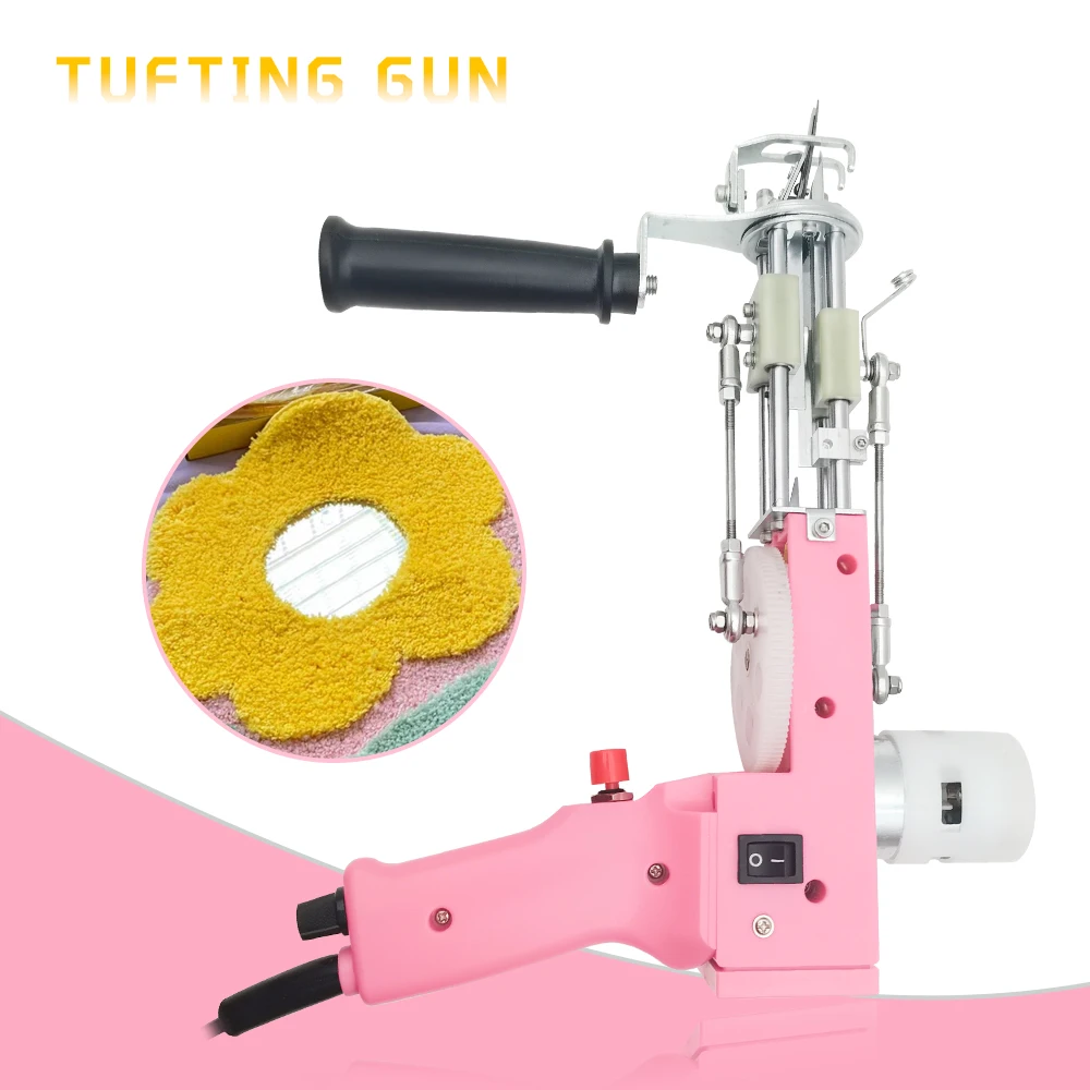 Pink Tufting Gun 2 in 1 Cut Pile Loop Pile Rug Gun Machine Starter Kit Rug Tufting Kit Electric Gun Carpet Weaving