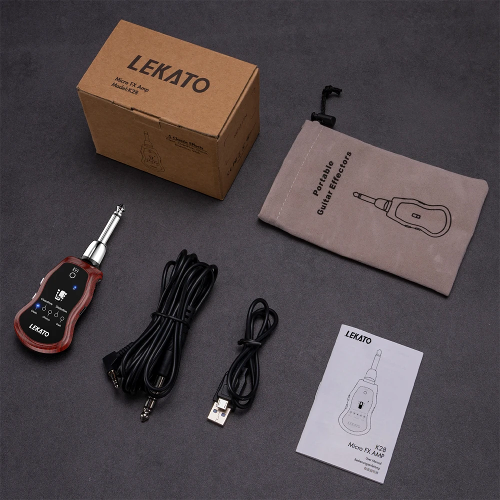 LEKATO B6 guitar headphone amplifier Guitar Effect Pedal Guitar Practice Effects Synthesizer W/ 5 Effects Rechargeable USB