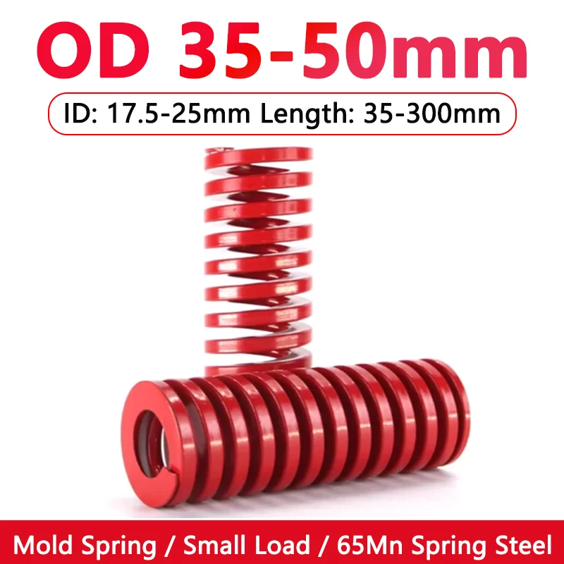 

1pc Red Medium Load Die Mold Spring Compression Spring Steel Outer Diameter 35mm 40mm 50mm Length 35-300mm Rectangular Spring