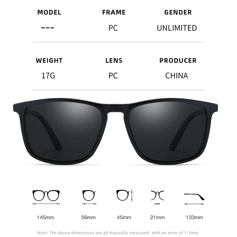 Polarized UV400 Square Sunglasses, Luxury Stylish Eyewear for Driving Cycling Fishing Men Women