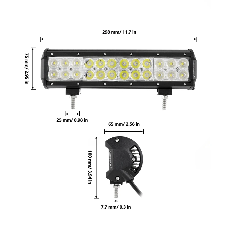 12 Inch LED Work Lamp Dual Row LED Light Bar 6000K Combo Beam White Flood Lights With Wiring For SUV ATV UTV TRUCKS PICKUP BOAT