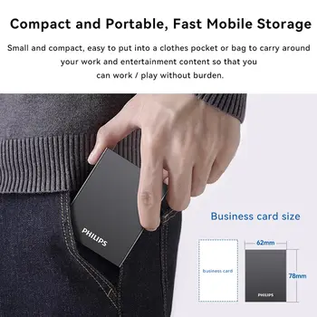 필립스 휴대용 SSD, 1TB 외장형 솔리드 스테이트 드라이브, 최대 550MB/s 속도, USB 3.2 Gen 2, 게임 및 학생용 안정적인 저장 장치 8 best sales 필립스 스피드프로 - №1