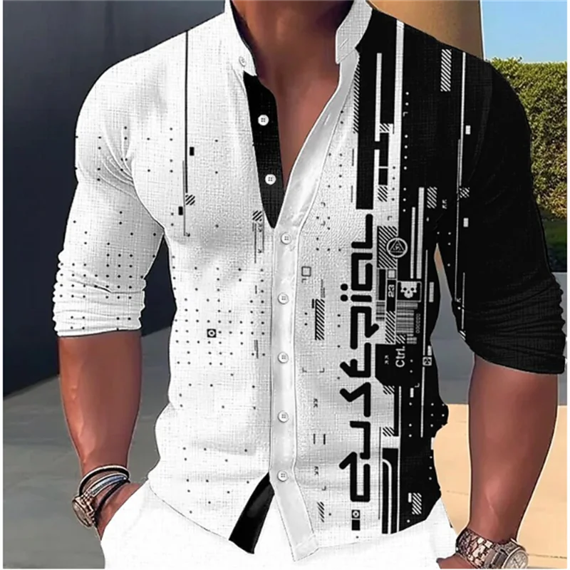 Camisa con cuello levantado para hombre, ropa informal con botones, tela suave y cómoda, al aire libre para fiesta, moda Popular, 2023