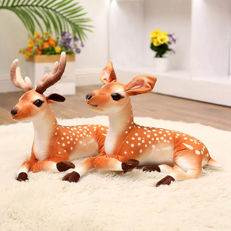 

35CM Lovely Simulation Animal Sika Deer Plush Toy Soft Pillow Deer Doll Kawaii Giraffe Birthday Christmas Gift