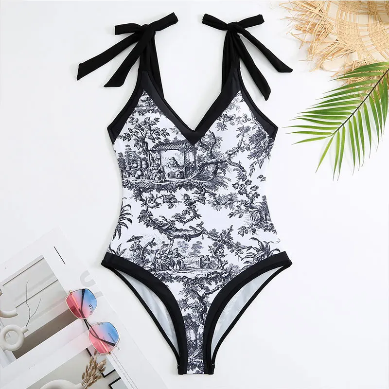 CPUTAN Deep V Bikini Set 2024 Sexy Women One Piece Swimsuit with Sarong Dress Vintage Swimwear Skirt Cover Brazilian Beachwear