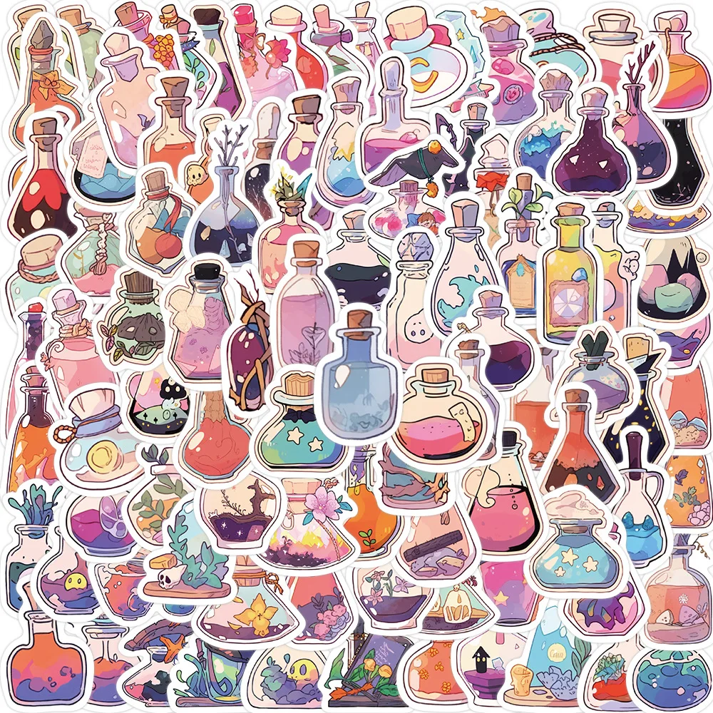 Magic Potion Stickers, 100Pcs Mini Size Halloween Apothecary Stickers for Water Bottle, Aesthetic Vinyl Sticker for Laptop Phone