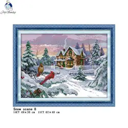 Winter snow scene Cross stitch kits Aida 14CT 11CT count canvas printing embroidery set DIY Needlework Home decoration painting