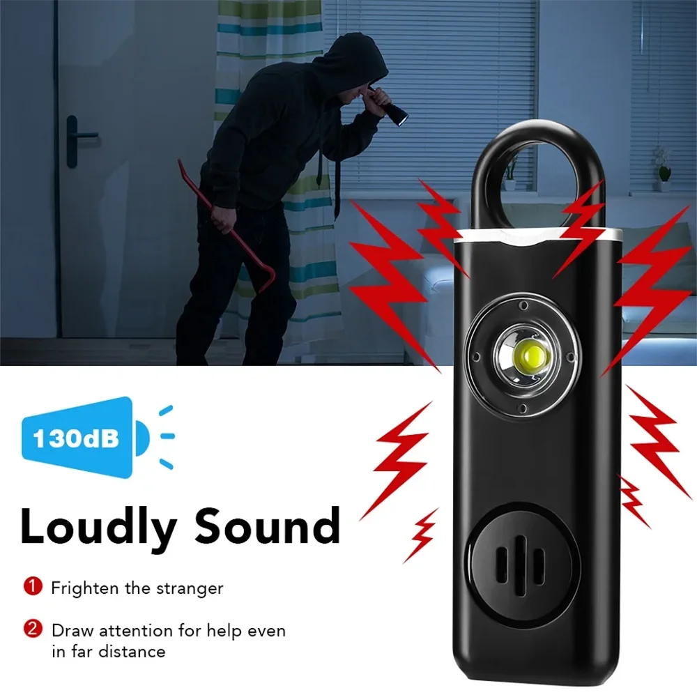 Camluxy 130dB Personal Self Defense Alarm With LED Light Self Defense Siren Safety Alarm For Women Girl Personal Keychain Alarm