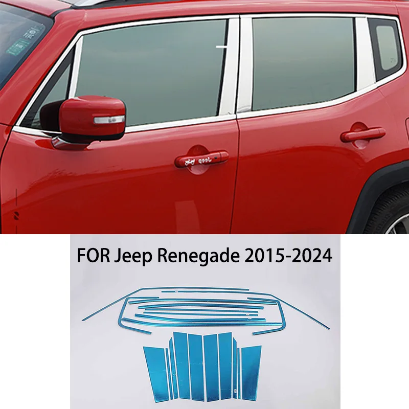 

Автомобильные аксессуары, подходят для Jeep Renegade 2015-2024, хромированная внешняя полоса для литья окон из нержавеющей стали, накладка на порог, боковая крышка