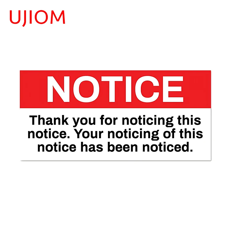 UJIOM 13cm X 6.2cm Funny Notice Sign Wall Stickers Creativite Graphics Game Room Decal Amusing Home Decoration Accessories