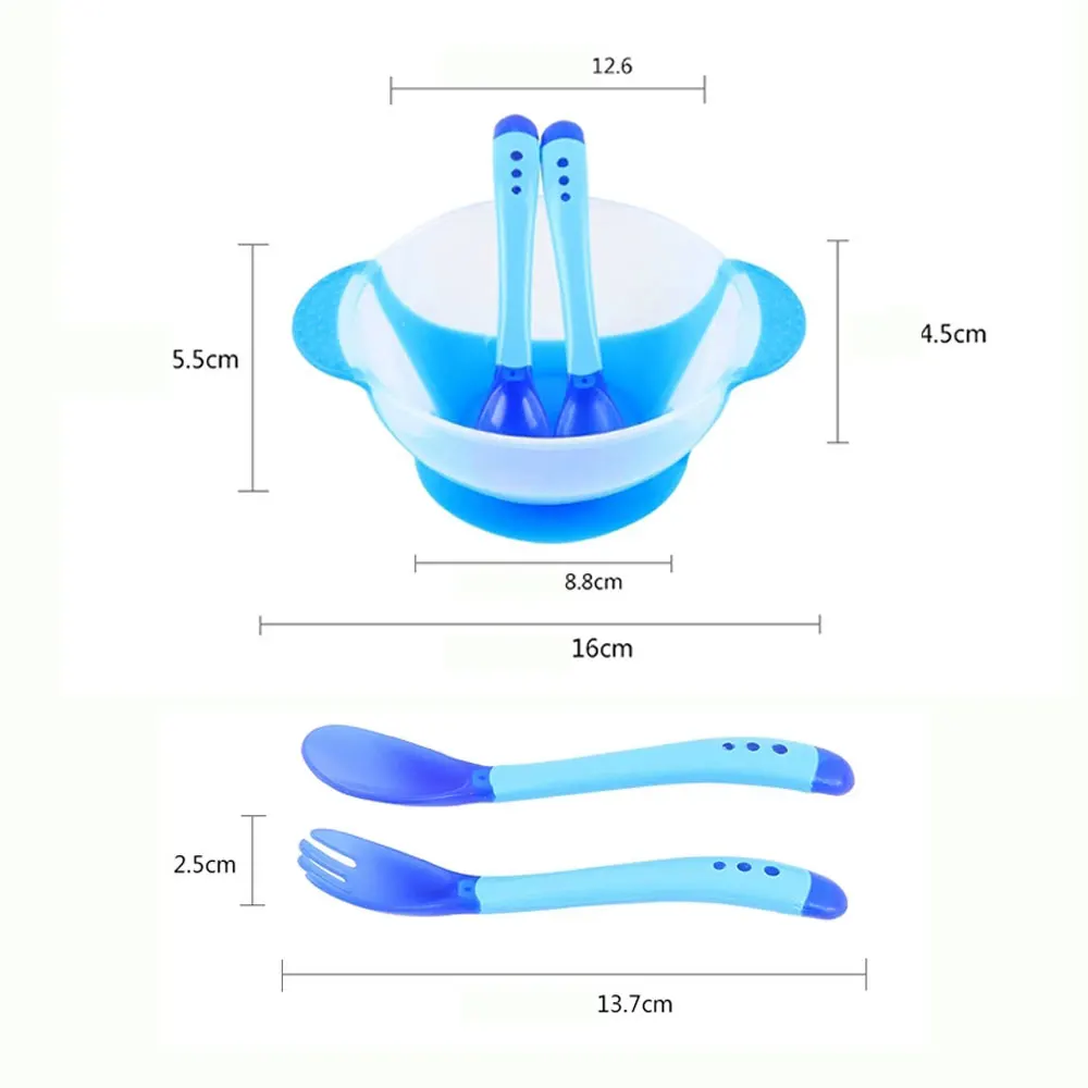 Children\'s silicone fork and spoon set, baby temperature-sensitive cutlery, high-temperature colour change Anti-scalding