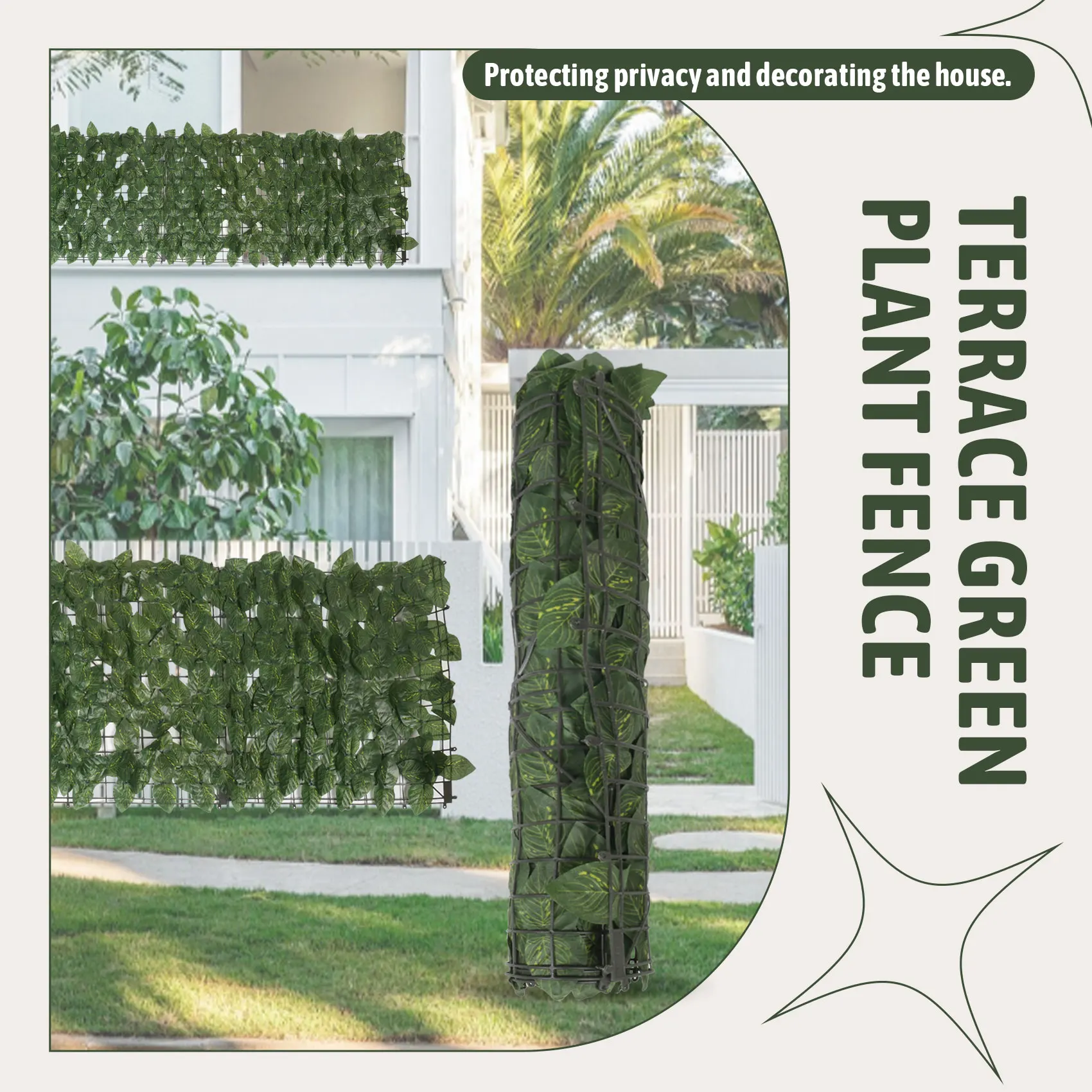 0.5X3 Meter Wall Plant Fence Leaves Artificial Faux Ivy Leaf Privacy Fence Screen Decor Panels Hedge-A46I