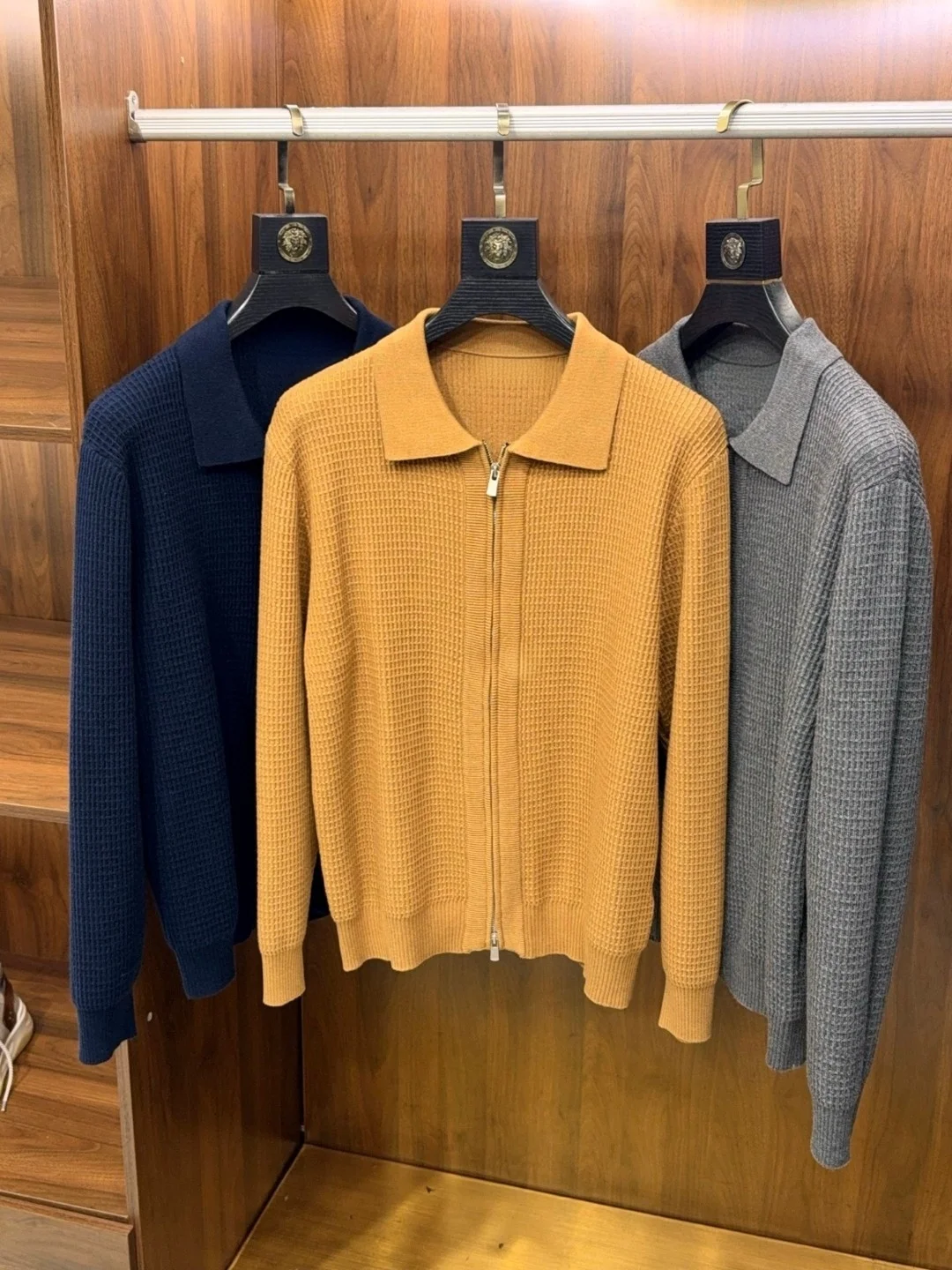 

Italian Sle Luxury Silk Wool Blend Knitted Cardigan Coat Men's Autumn Winter New Arrival Light Luxury Camere Wool Mix Fabric