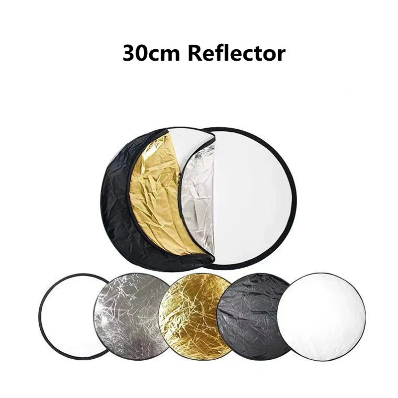 30cm 2in1 Reflector Photography Accessory For Photo Studio Handhold Portable Gold Silver Light Diffuser For Products Photography