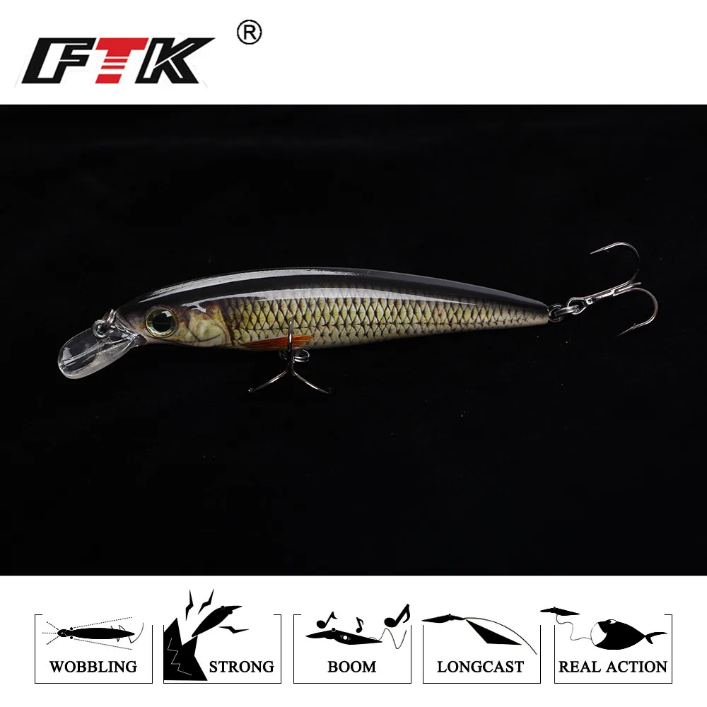 FTK-señuelo de pesca flotante para pececillos, cebo duro Artificial, Wobblers, Crankbai, accesorios de pesca, 100mm/12g