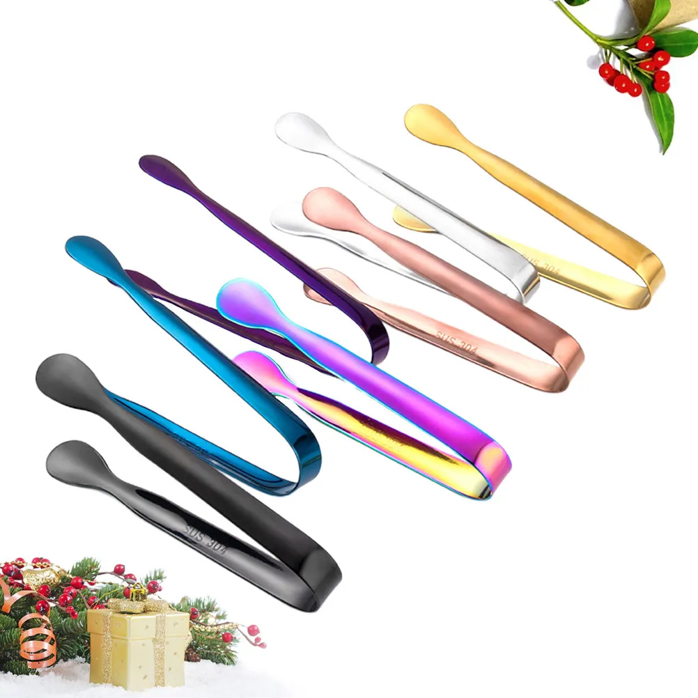Stainless Steel Mini Sugar Tongs Set – 7pcs Thickened Smooth Ice Cubes & Food Clips for Kitchen, Tea Party, Home Bar