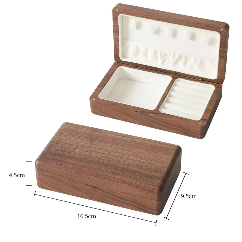 XMSJ Wholesale Customized Glass Color Printing Walnut Wooden Jewelry Box Velvet Storage Box For Rings Necklaces Custom Logo Prin