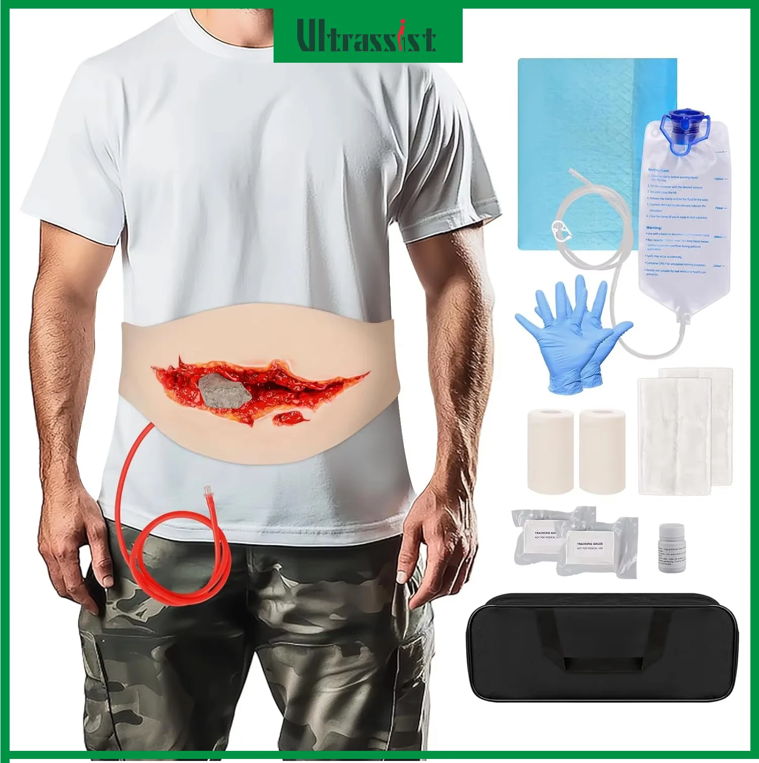 Ultrassist Wearable Wound Belly Model Training Kit Wound Packing and Stop The Bleed Training for First Aid Medical Education