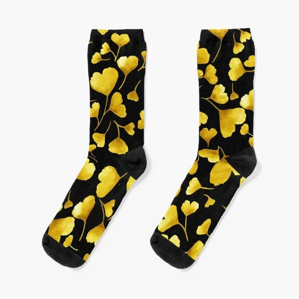 Abstract ginkgo leaves patter Socks designer retro crazy Male Socks Women's