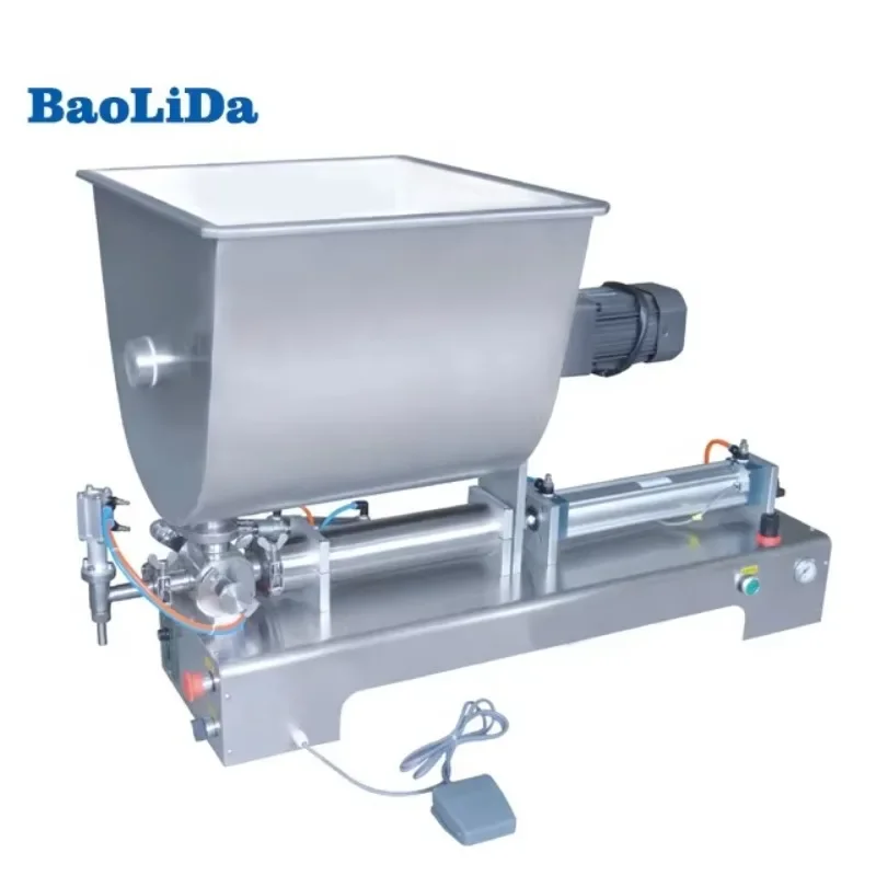 Horizontal Single head paste cream shampoo filling machine with mixer