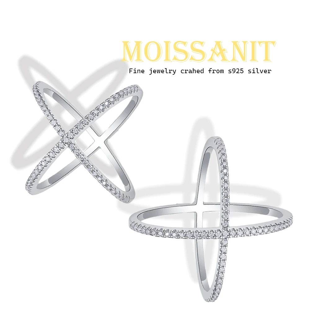 

0.3ct D Color Moissanite X Design Wedding Ring, S925 Silver, Women's Moissanite Engagement Ring, Fashionable Design