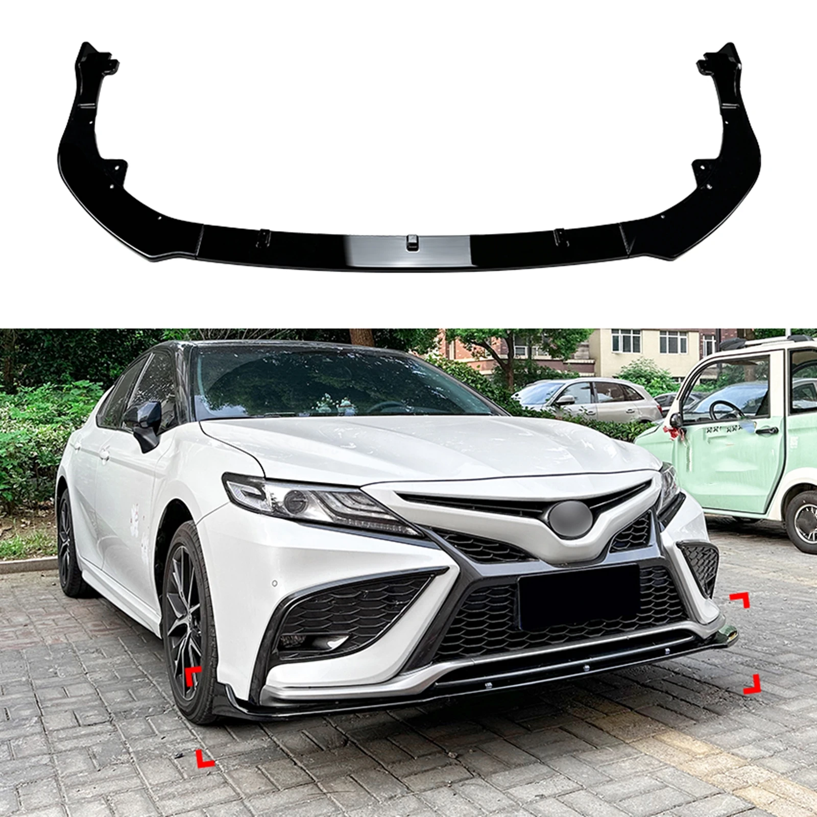 

Front Bumper Spoiler Lip For Toyota Camry XV70 Sport 2021 2022 2023 Carbon Fiber Look/Gloss Black Car Lower Splitter Protector