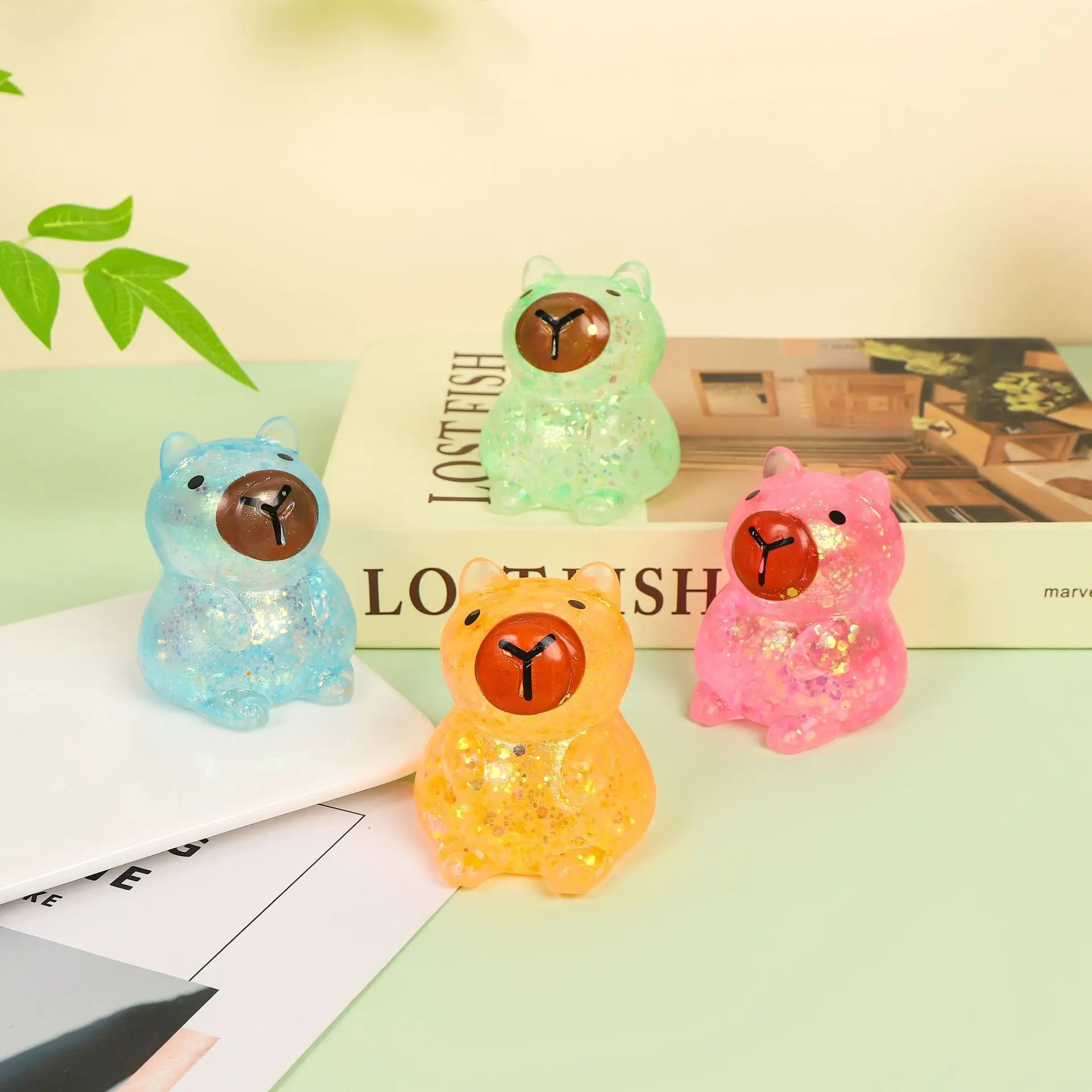 Sensory Stress Relief Toys, Flashing Squeeze Water Droplet Toys, 4 Colors, Squeezy Mochi Squishy Water Droplet Toys, Birthday Party Favors (Random Color & Style)