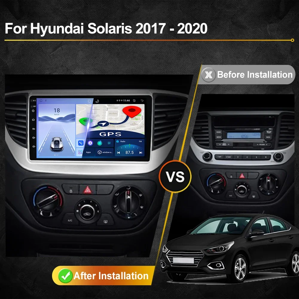 For Hyundai Solaris 2 2017 - 2020 Car Radio Android Automotive Multimedia Player Navigation GPS Carplay Touch Screen Auto Stereo