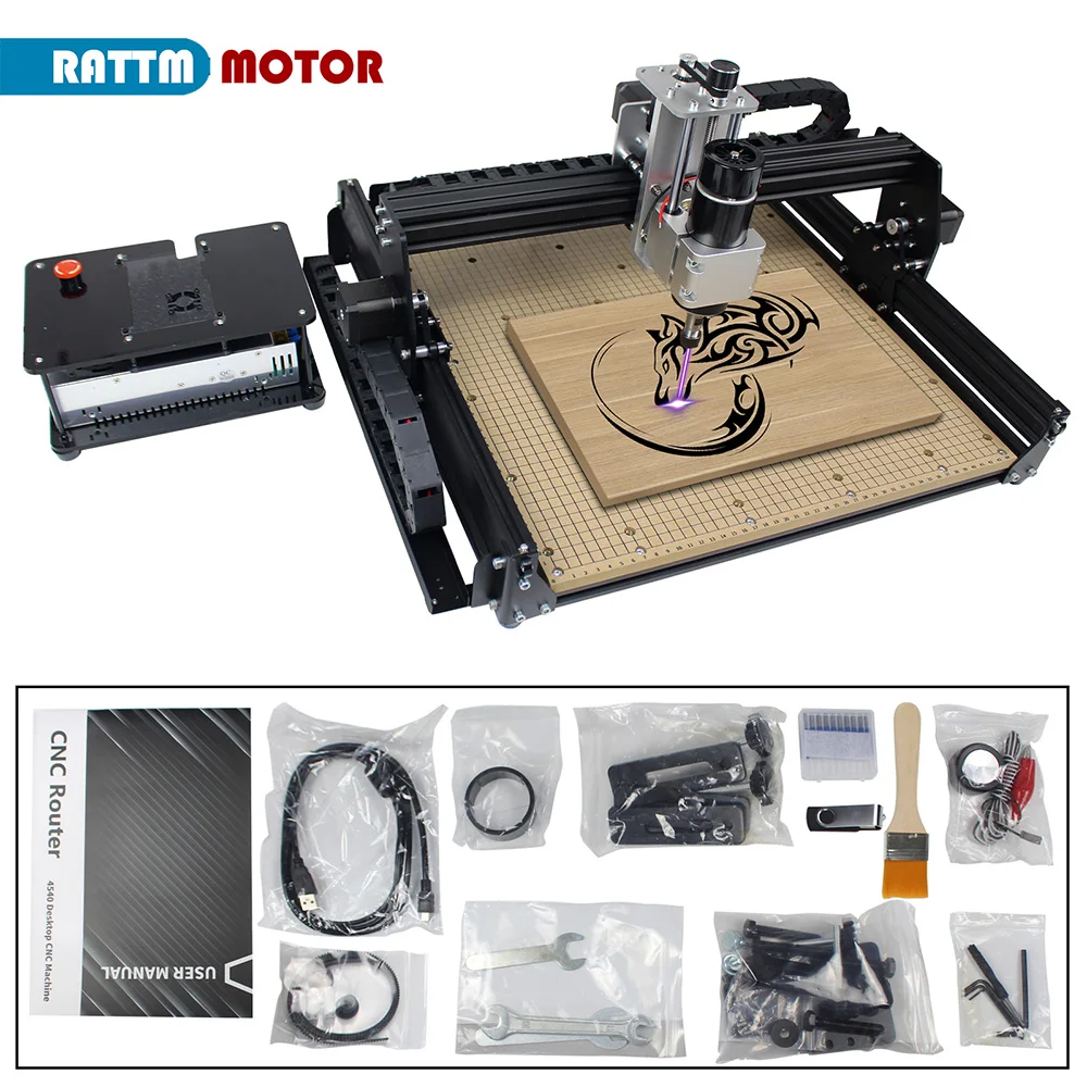 RATTM CNC 4540 frezarka 3 osi DIY 500W grawer laserowy z MDF lub stół aluminiowy do frez grawerski drewna metalowego akrylu