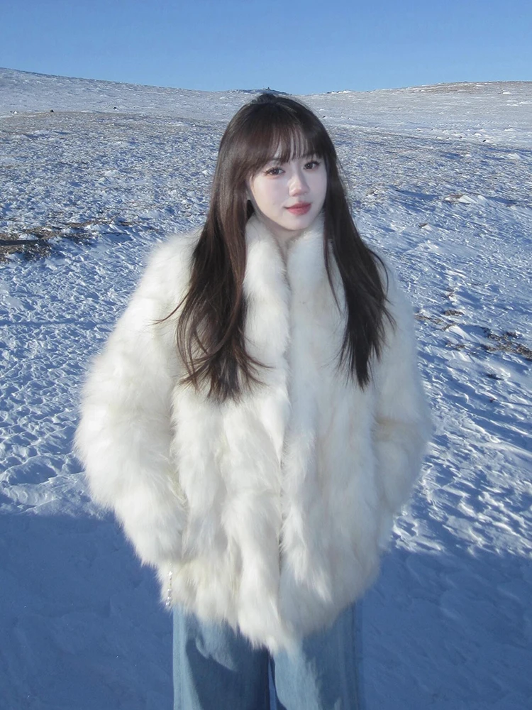 

Экологичная женская шуба из искусственного меха, свободного кроя, утепленная, осенне-зимняя, новая, теплая, с 3D-эффектом, универсальный размер, полиэстер