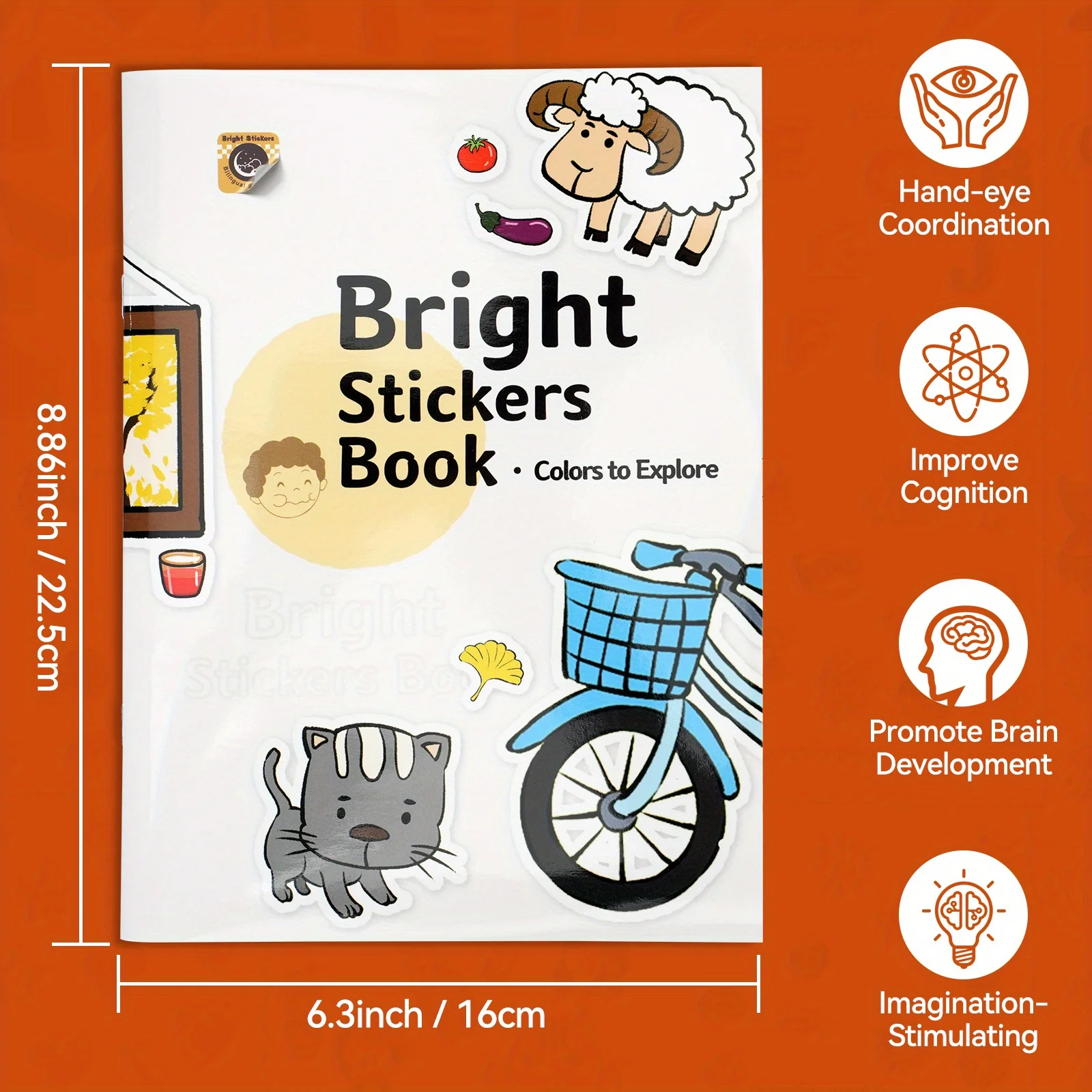 Bright Stickers Book, Colors to Explore Activity Book for Kids with Fun Removable Stickers, Animals, Objects