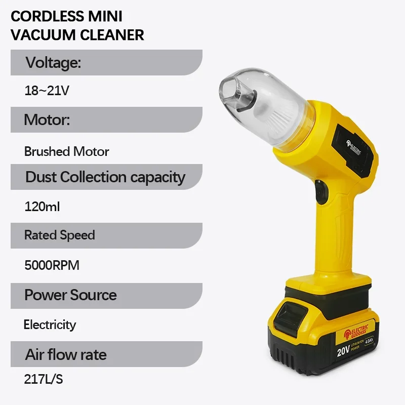 Cordless Mini Car Vacuum Cleaner Multifunction Dust Collect Handheld Rechargeable Power Tools For Dewalt 20V Battery Pin