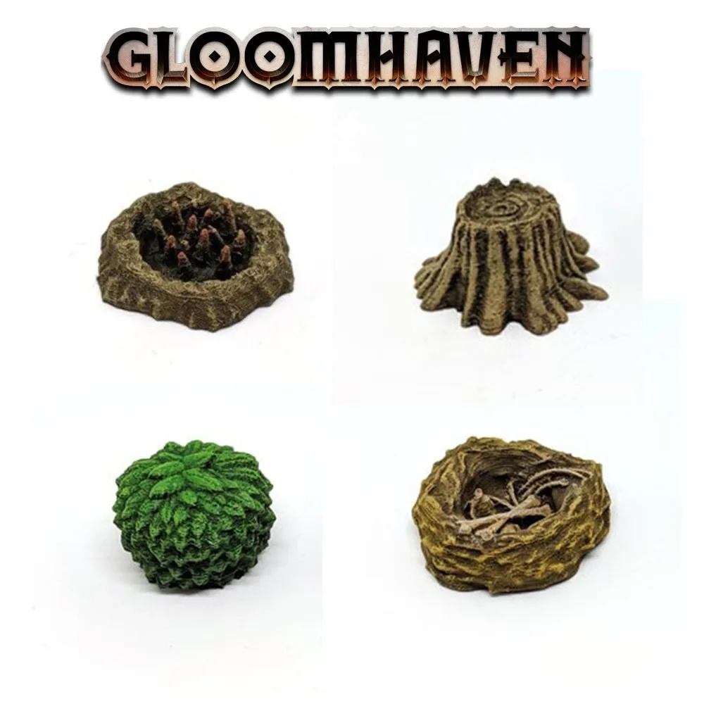 GLOOMHAVEN TRPG miniatur bord spiel 3D silber gold token szene werkzeuge Gras holz pile nest falle modelle zahlen zubehör