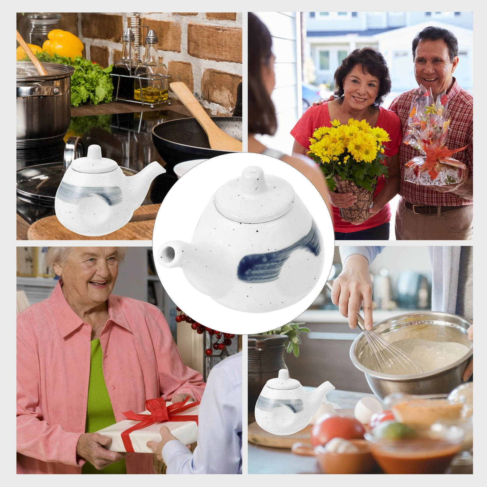 

Ceramic Oil Dispenser Stylish Soy Sauce Bottle Practical Lid Design Multi-Use Kitchen Supply Soy Sauce Dispenser