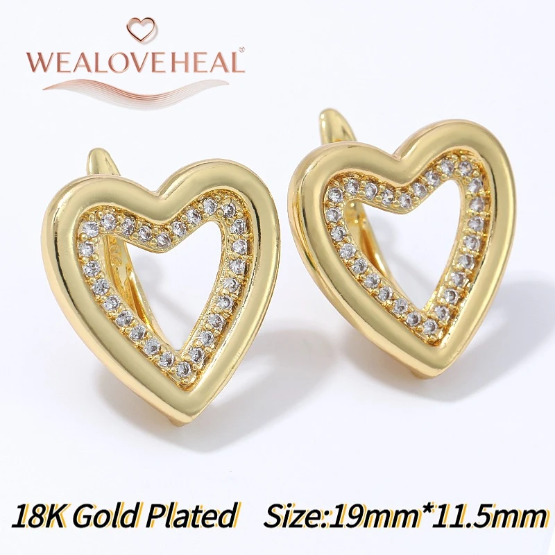 schmuckherstellung zubehör, 18K vergoldete Messing-Ohrringhaken mit hohlem Herz, Micro-Pavé-Zirkonia und offenem Ösen-Design für die Herstellung von Hängeohrringen – Detail 19