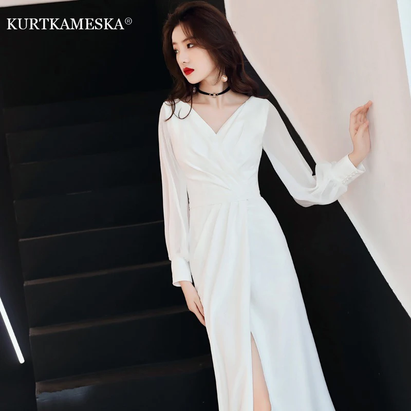 

Элегантные французские свадебные платья для невесты, сексуальные длинные платья с v-образным вырезом для выпускного вечера, вечерние женские платья, вечерние платья для выпускного вечера