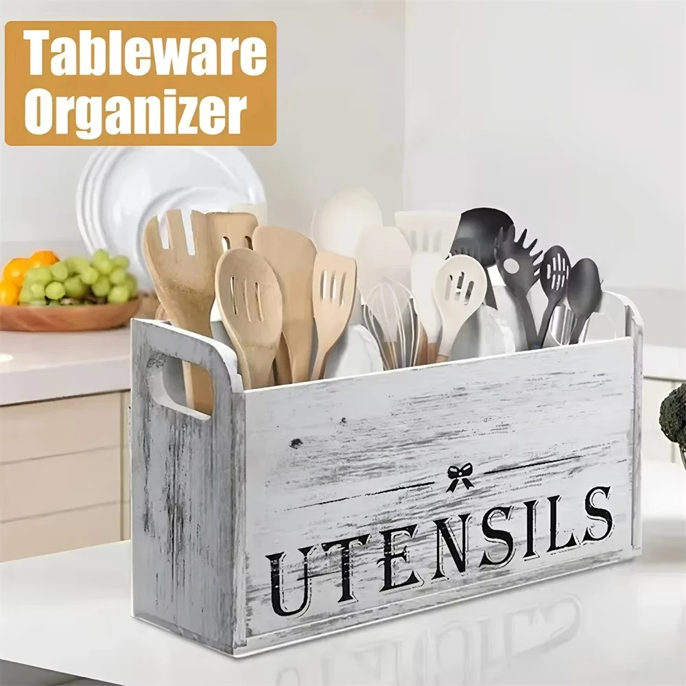 1PC,Divided Kitchenware Storage Box Multi-compartment Knife and Fork Cutlery Locker Box Utensil Organizer Kitchen Accessories