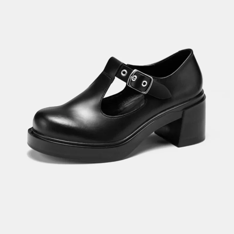 

Designer Danish Ladies Loafers 2025 New Style 223543 Thick Heel 7cm Retro Genuine Leather Mary Janes Women's Shoes