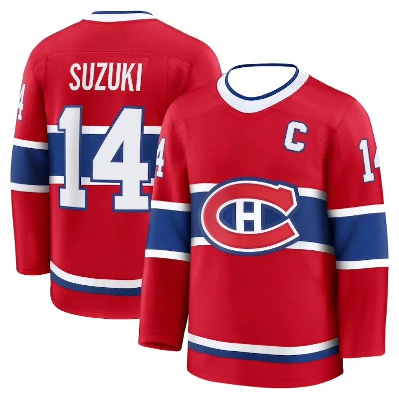 2026 Summer Men's Red Ice Hockey Style Jersey - Quick Dry Breathable V-Neck Long Sleeve Women Sports Tee with Letter H Graphic