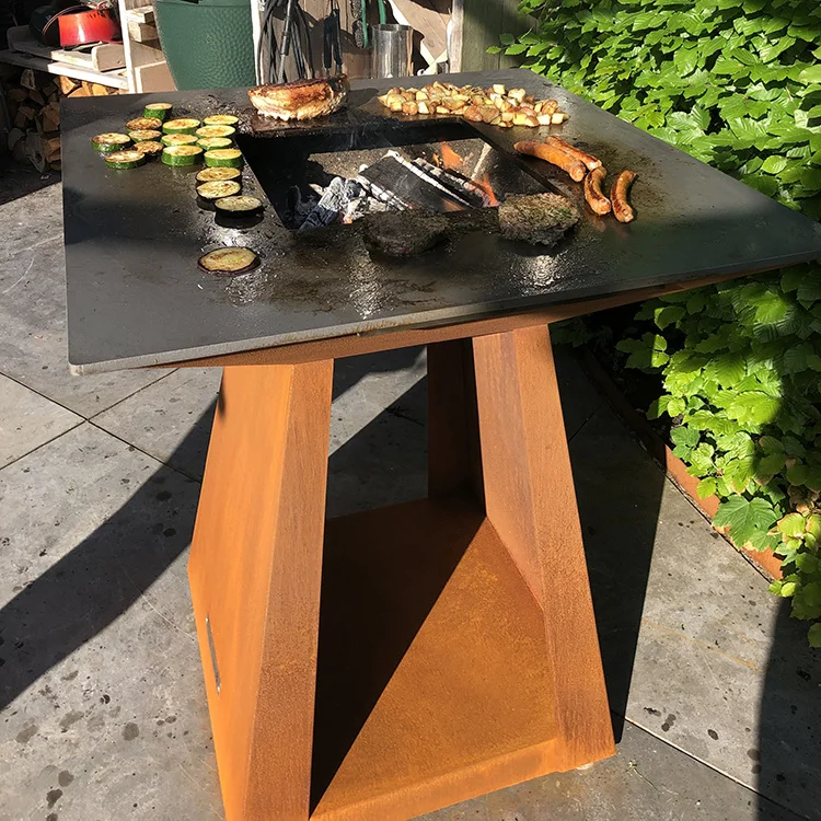 Outdoor Garden Rust Corten Steel Fire Pit Heavy Duty BBQ