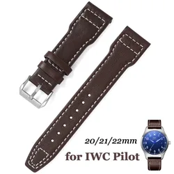 20mm 21mm 22mm Cowhide Leather Watch Strap Genuine Belt for IWC Pilot Portugieser Portofino Watchband Bracelet Watch Accessories